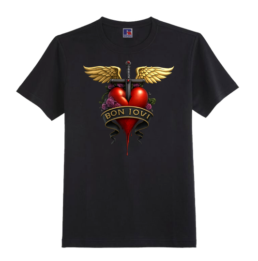 BON JOVI 3D BLACK ORGANIC T-SHIRT - 100% UNOFFICIAL