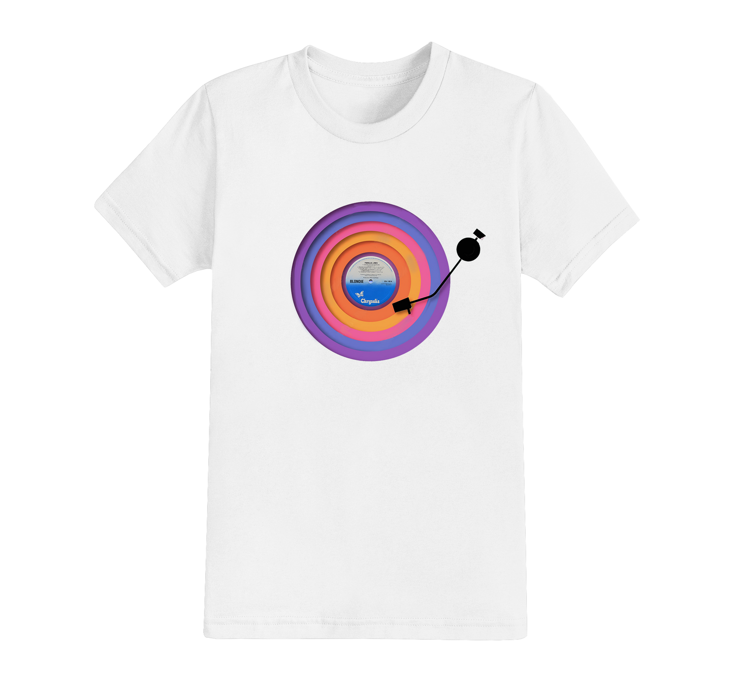 The Rainbow Turntable T-shirt - Choose Your Own Record Label - EXCLUSIVE DESIGN